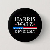 Harris Walz 2024明らかに | ティムワルツ 缶バッジ (正面)
