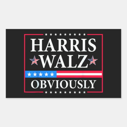 Harris Walz 2024明らかに | ティムワルツ 長方形シール (正面)