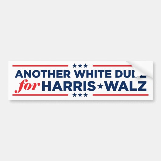 Harris Walz 2024用の別の白い男 バンパーステッカー (正面)