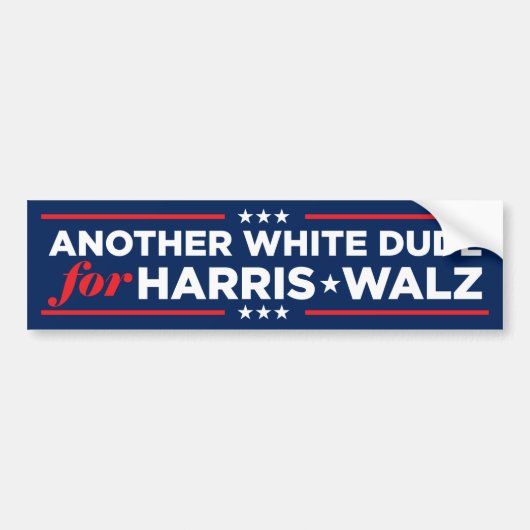 Harris Walz 2024用の別の白い男 バンパーステッカー (正面)