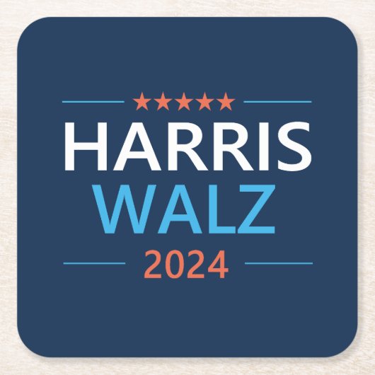 Harris Walz 2024社長 スクエアペーパーコースター (正面)