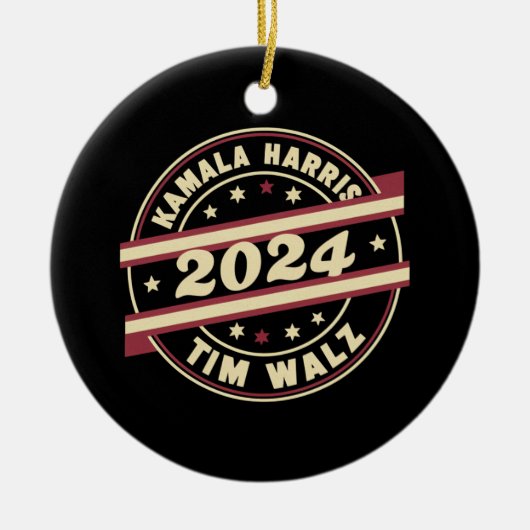 Harris Walz 2024社長Patriotic Kamalaへ セラミックオーナメント (正面)
