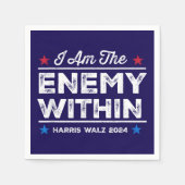 Harris Walz 2024私は青の中の敵 スタンダードカクテルナプキン (正面)