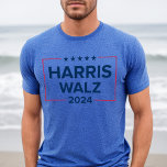 Harris Walz 2024選挙ブルーメンズ<br><div class="desc">Kamala Harris氏は大統領、Tim Walz氏は2024年米国大統領選挙大統領のBlue Men's T-Shirtのバイスプレジデントを務める。ネイビシンプルーモダンブルーと赤の色で星とストライプのアクセントを持つデザインと。</div>