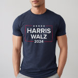 Harris Walz 2024選挙海軍男子<br><div class="desc">カマラハリス大統領とティム・ウォルズ副大統領2024米国選挙大統領のNavy Blue Men's T-Shirtの両方。星とシンプル縞模様のアクセントを持つ色の赤と白とデザイン。</div>