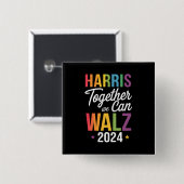 Harris Walz 2024 カマラ 共にできること LGBT 缶バッジ (正面&裏面)