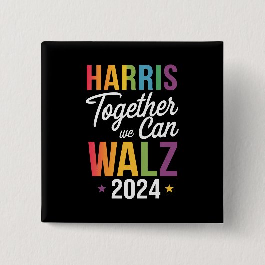 Harris Walz 2024 カマラ 共にできること LGBT 缶バッジ (正面)