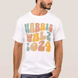 Harris Walz 2024 トレンディ ウェーブ ボホー Tシャツ