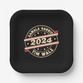 Harris Walz 2024 大統領 愛国的な カマラ  ペーパープレート (正面)