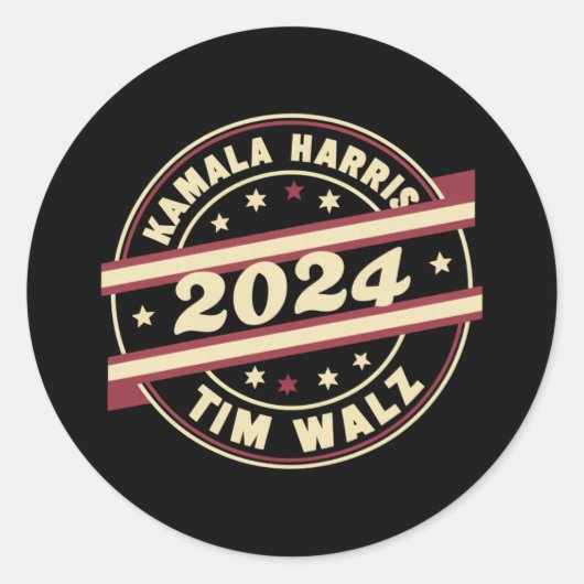 Harris Walz 2024 大統領 愛国的な カマラ ラウンドシール (正面)