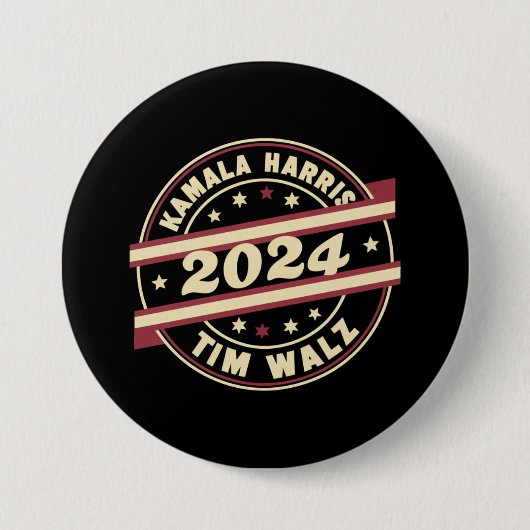 Harris Walz 2024 大統領 愛国的な カマラ  缶バッジ (正面)