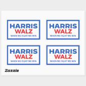 Harris Walz 2024 – 我々が勝つと戦う時 長方形シール (シート)