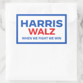 Harris Walz 2024 – 我々が勝つと戦う時 長方形シール (バッグ)