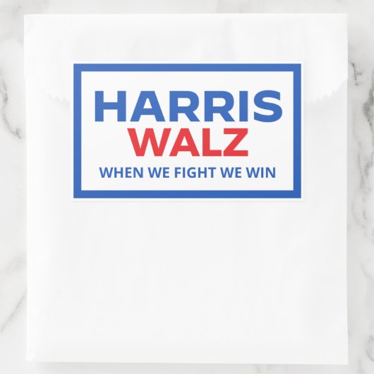 Harris Walz 2024 – 我々が勝つと戦う時 長方形シール (バッグ)