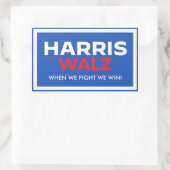 Harris Walz 2024 – 我々が勝つと戦う時 長方形シール (バッグ)