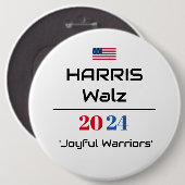 Harris Walz 2024 'Joyful Warriors' 缶バッジ (正面&裏面)