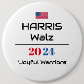 Harris Walz 2024 'Joyful Warriors' 缶バッジ (正面)