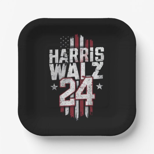 Harris Walz 2024 Kamala Harris 2024 Tim Walz 2024 ペーパープレート (正面)