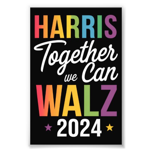 Harris Walz 2024 Kamala Together We Can LGBT フォトプリント (正面)