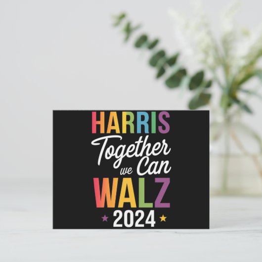 Harris Walz 2024 Kamala Together We Can LGBT ポストカード (スタンド正面)