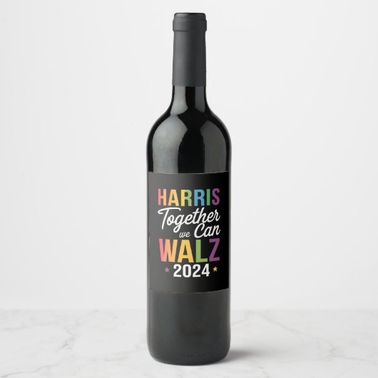 Harris Walz 2024 Kamala Together We Can LGBT ワインラベル (正面)
