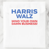 Harris Walz 2024 - Mind Your Own Business! 長方形シール (バッグ)