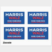 Harris Walz 2024 - Mind Your Own Business! 長方形シール (シート)
