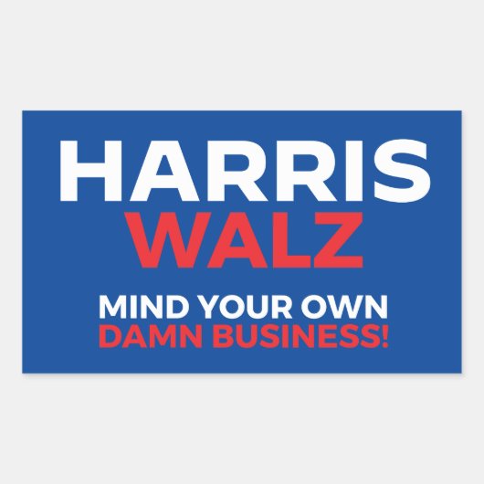 Harris Walz 2024 - Mind Your Own Business! 長方形シール (正面)