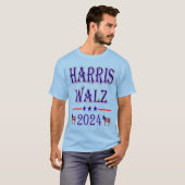 Harris Walz 2024 USA民主党ロバユニセックスーライト Tシャツ (正面フル)