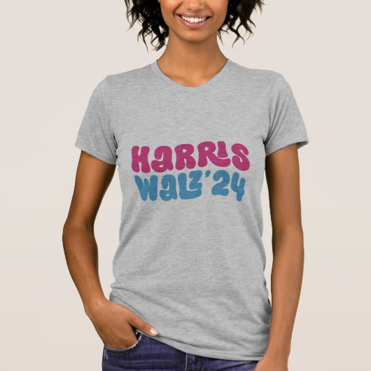 Harris Walz '24レトロキャンペーングラフィック鮮やか- D Tシャツ (正面)