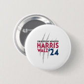 Harris Walz '24用の子どものいない猫ママ 缶バッジ (正面&裏面)