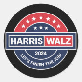 Harris Walz 24 カマラ・ハリス大統領就任2024 ラウンドシール (正面)