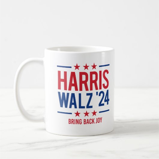 Harris Walz '24 - Bring Back Joy コーヒーマグカップ (左)