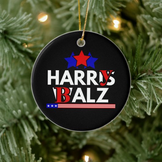 Harris Walz 24 Harry Balz 2024ミーム民主化 セラミックオーナメント (ツリー)