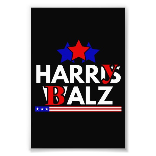 Harris Walz 24 Harry Balz 2024ミーム民主化 フォトプリント (正面)