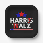 Harris Walz 24 Harry Balz 2024 ミーム 民主党 ペーパープレート (正面)
