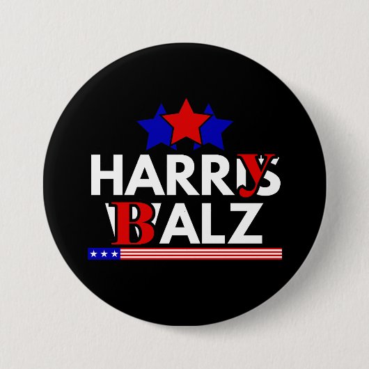 Harris Walz 24 Harry Balz 2024 ミーム 民主党 缶バッジ (正面)
