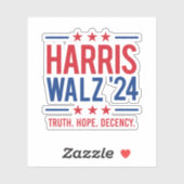 Harris Walz '24 - Truth Hope Decency シール (シート)