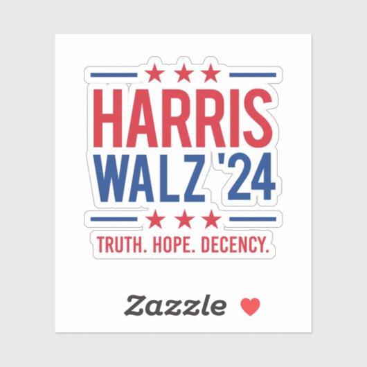Harris Walz '24 - Truth Hope Decency シール (シート)