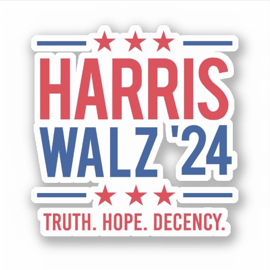 Harris Walz '24 - Truth Hope Decency シール (正面)