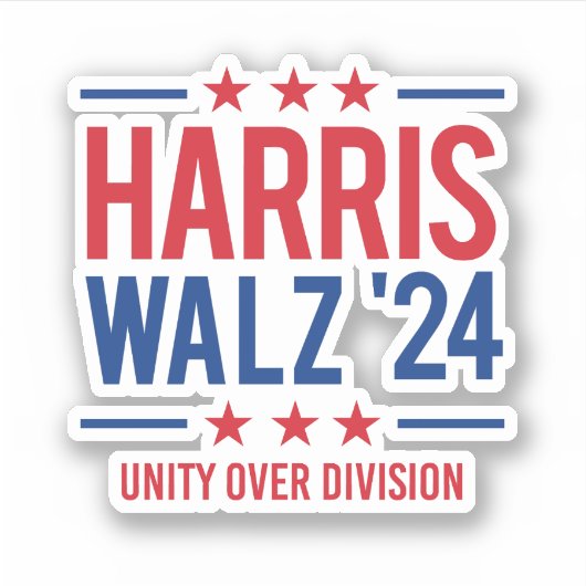 Harris Walz '24 - Unity over Division シール (正面)