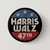 Harris Walz 47th President USA America 2024 缶バッジ (正面)