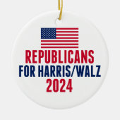Harris Walz American Christmasの共和党員 セラミックオーナメント (正面)