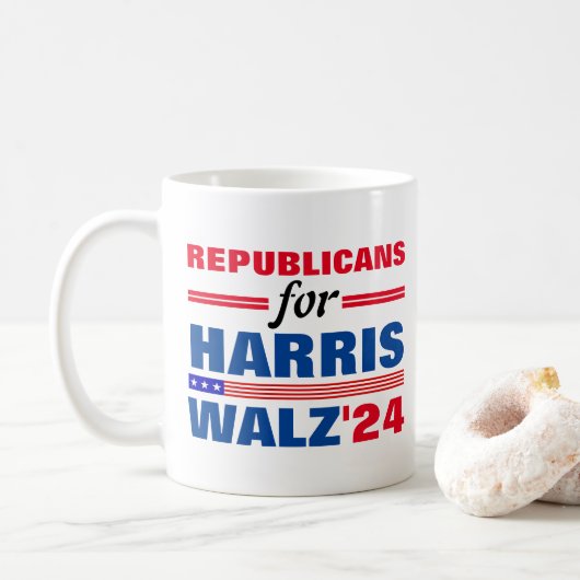 Harris Walz Red Blueの共和党員 コーヒーマグカップ (ドーナツ)
