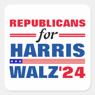 Harris Walz Red Blueの共和党員 スクエアシール