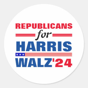 Harris Walz Red Blueの共和党員 ラウンドシール