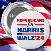 Harris Walz Red Blueの共和党員 缶バッジ