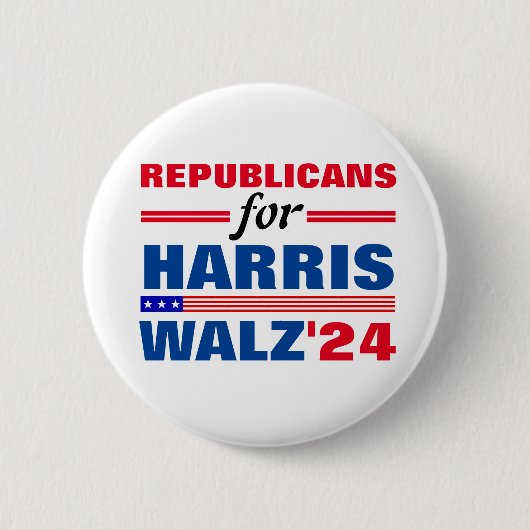 Harris Walz Red Blueの共和党員 缶バッジ (正面)