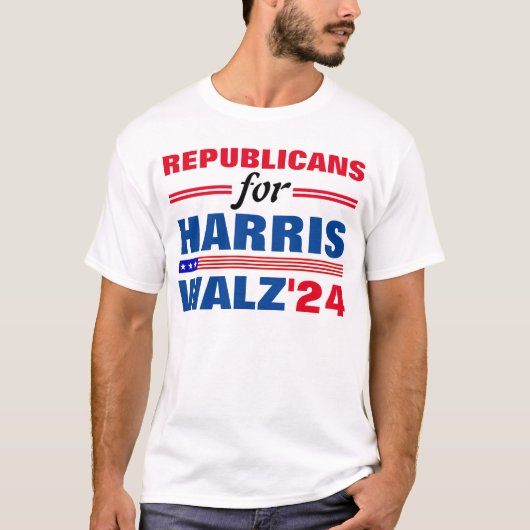 Harris Walz Red Blueの共和党員 Tシャツ (正面)