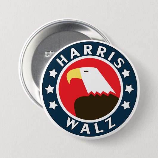 Harris Walz Stylized Eagle President 2024 缶バッジ (正面&裏面)